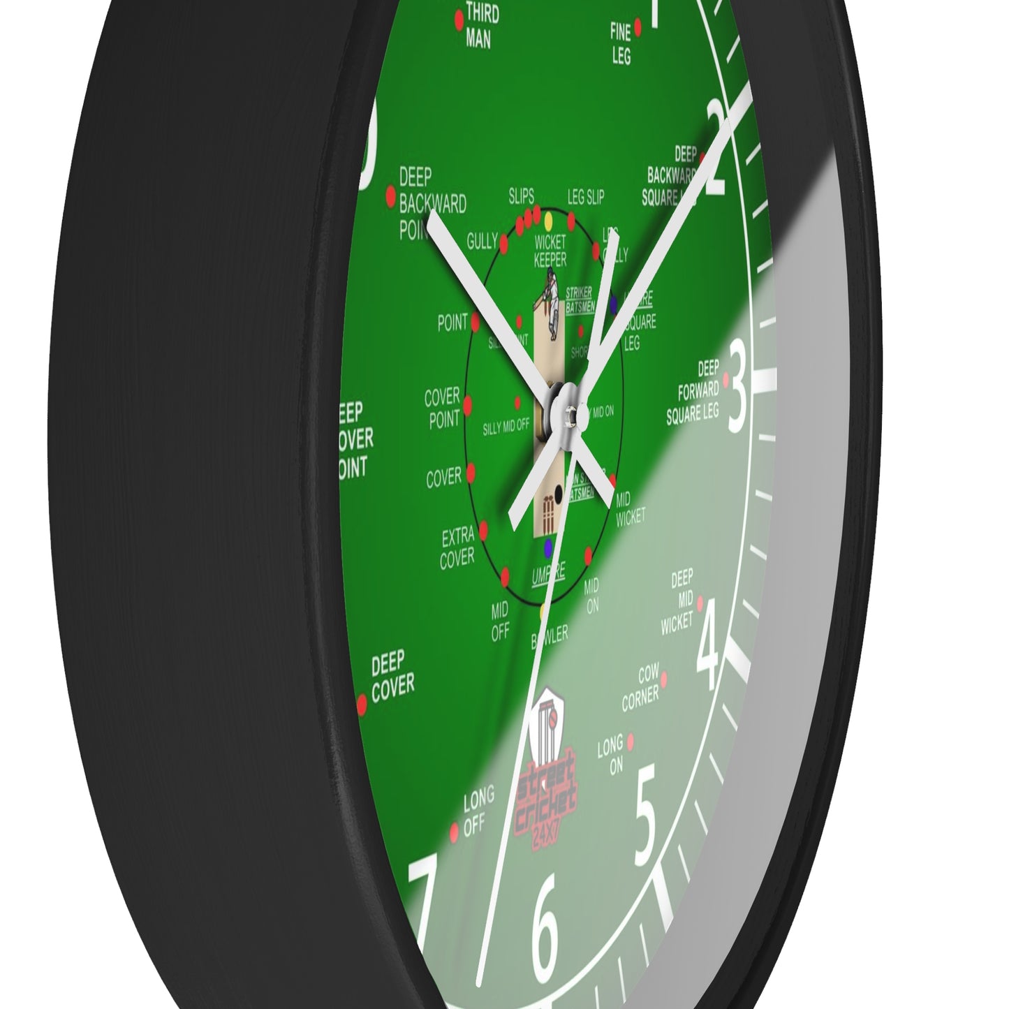 The Cricket Clock By StreetCricket24X7 (Green) - 10" x 10" | Cricket Clock | *Best Selling*