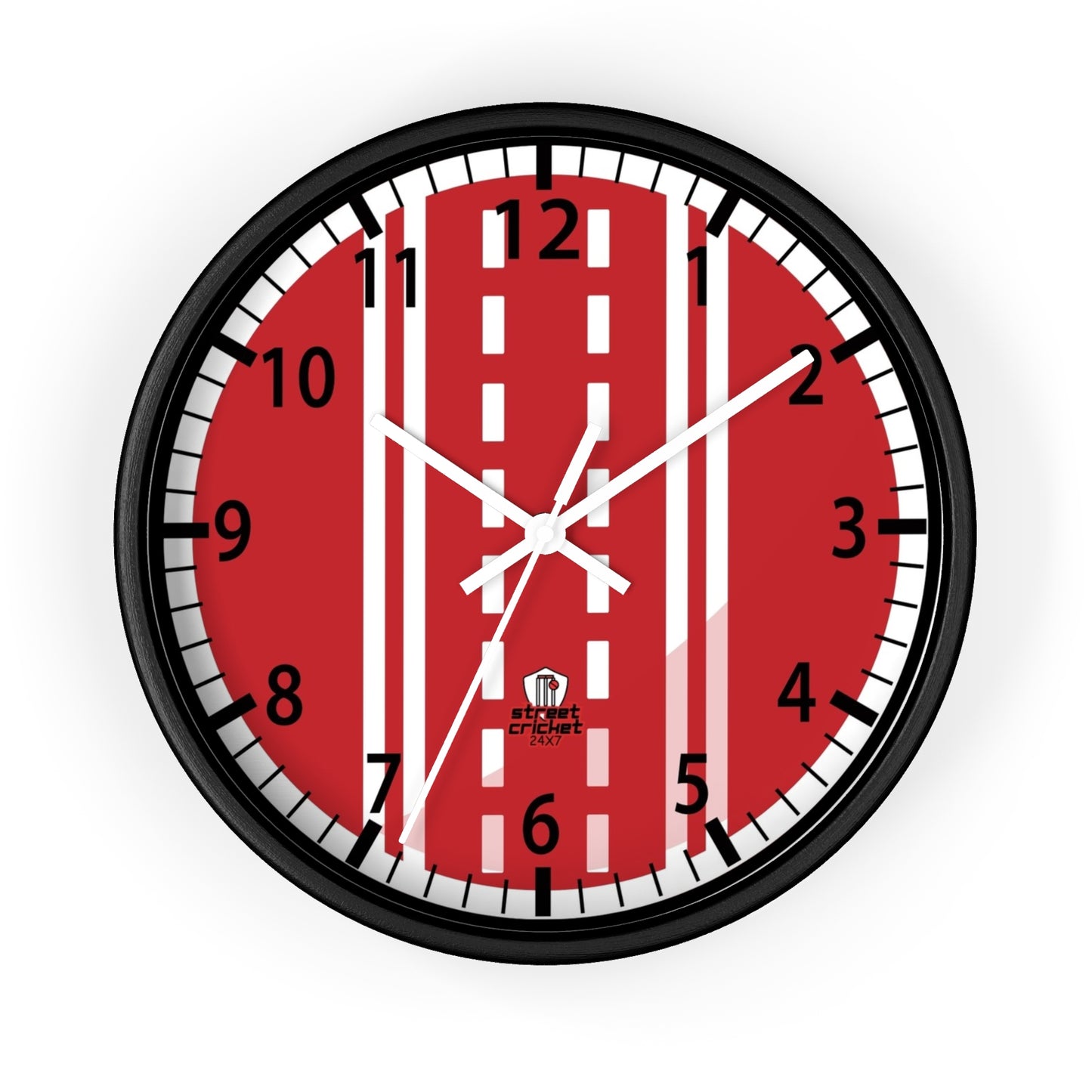 The Cricket Ball Clock by StreetCricket24x7 (Red&White) | Cricket Clock