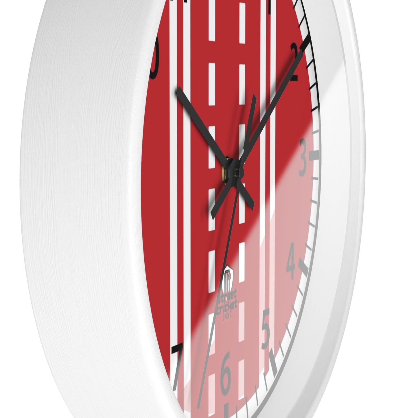 The Cricket Ball Clock by StreetCricket24x7 (Red&White) | Cricket Clock