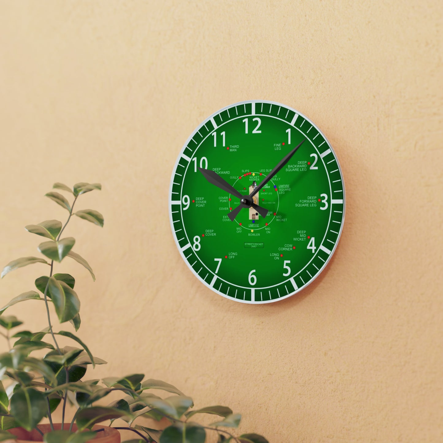 The Cricket Clock By StreetCricket24x7 - 8'' × 8''  (Acrylic)