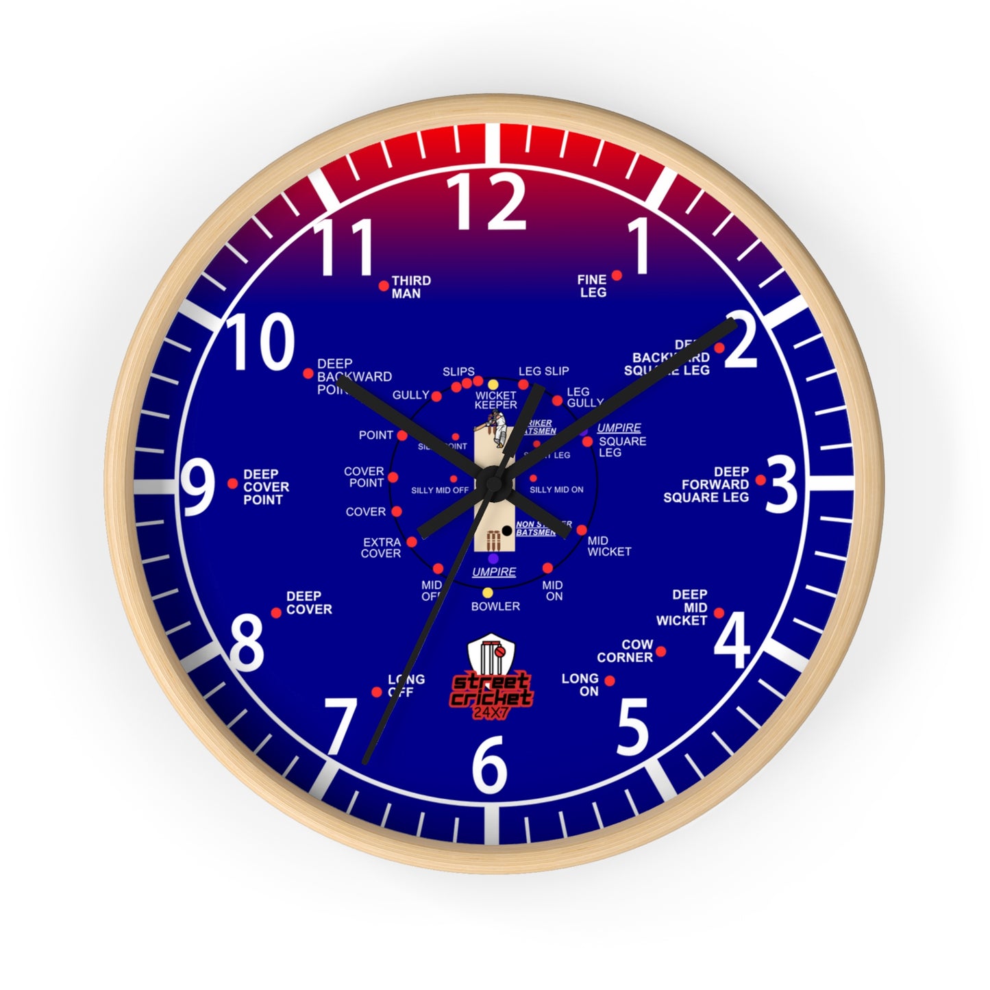 The Cricket Clock By StreetCricket24X7 (Australia Edition) - 10" x 10" | Cricket Clock