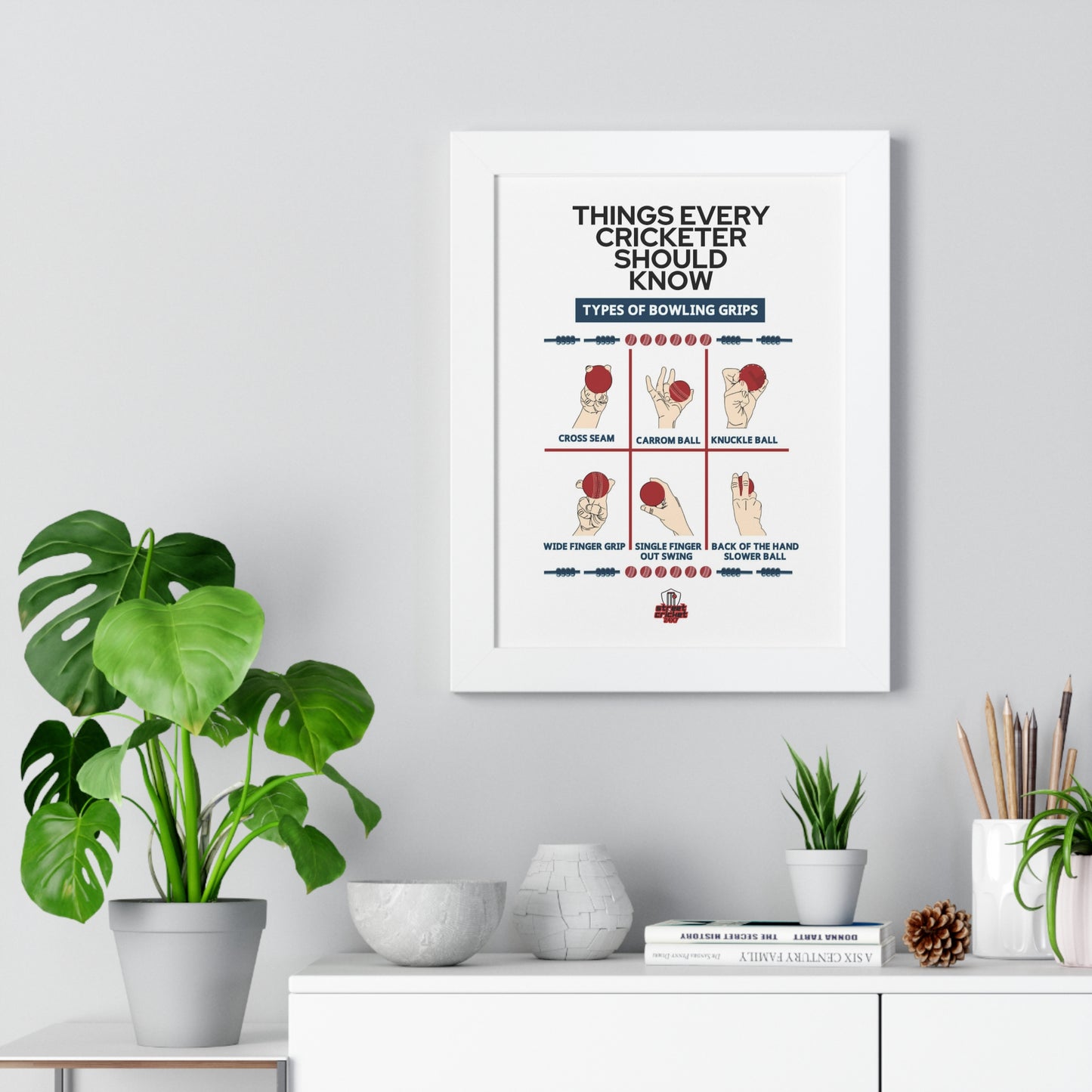 Things Every Cricketer Should Know | Bowling Grips | Framed Vertical Poster