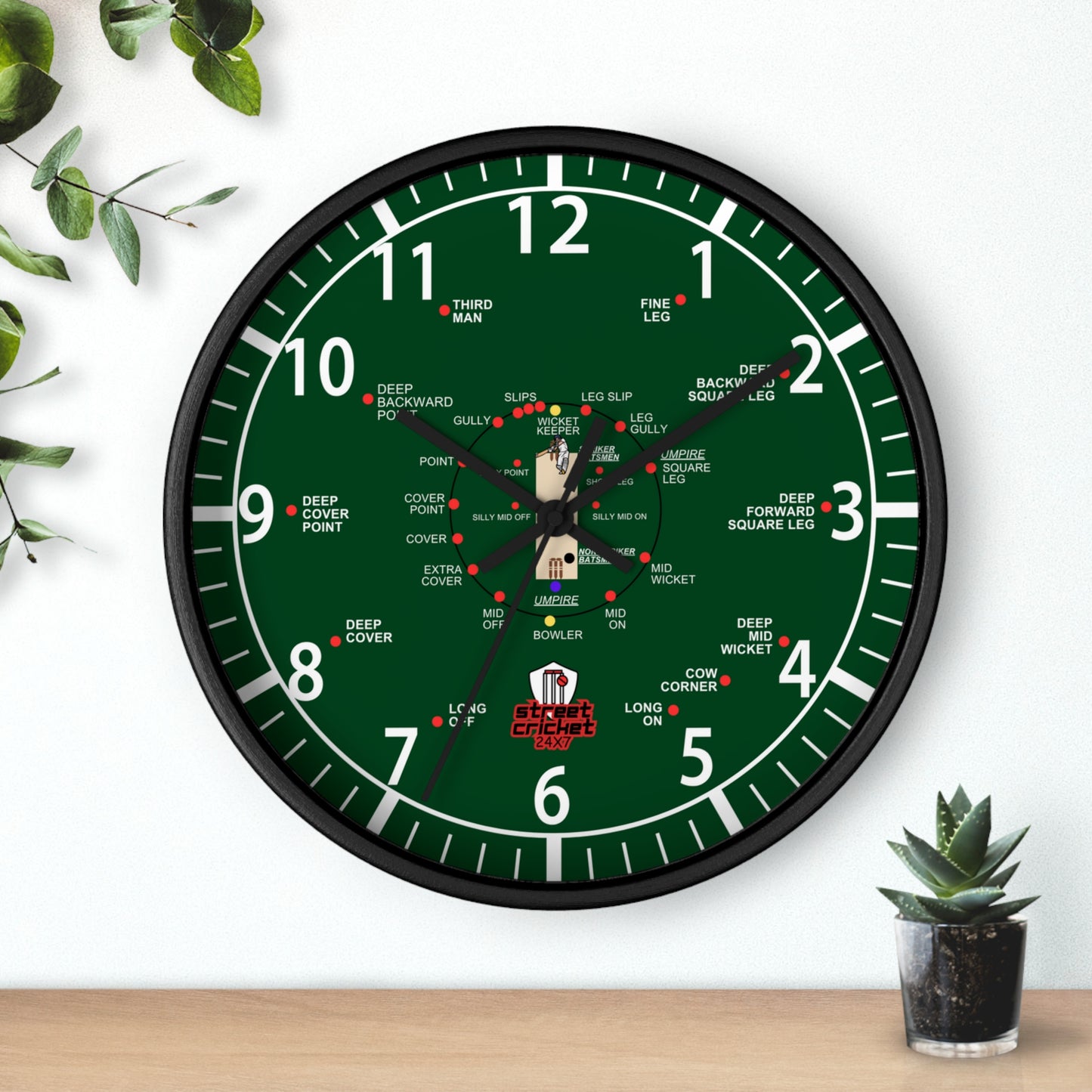 The Cricket Clock By StreetCricket24X7 (Pakistan Edition) - 10" x 10" - Cricket Clock